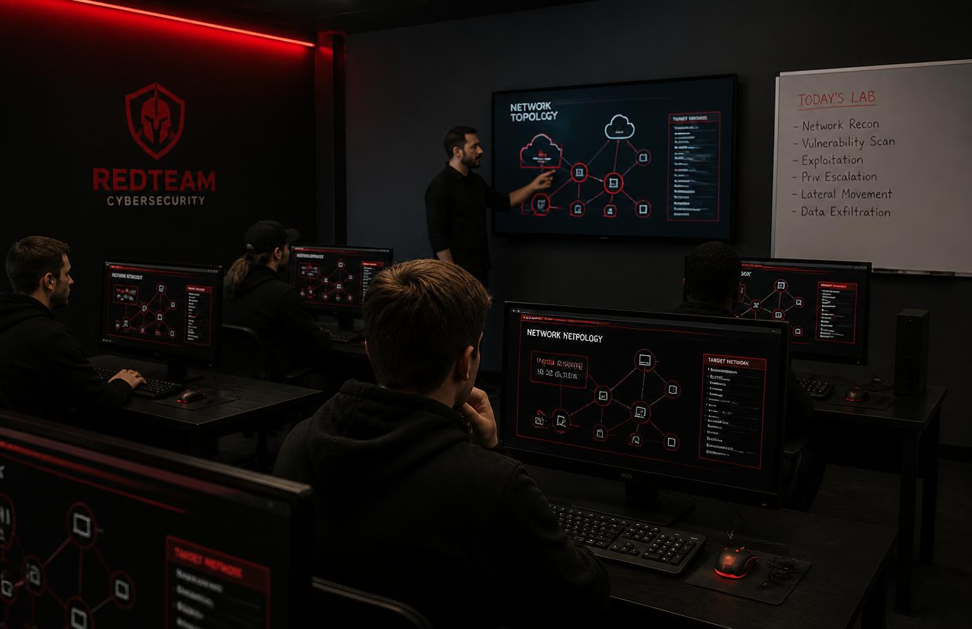 Students in a Winmac cybersecurity training lab